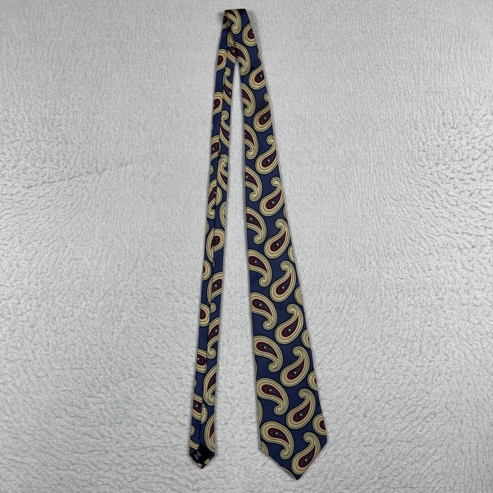 Polo Ralph Lauren Necktie Mens OS Blue Paisley Silk Classic Wide Hand Made USA